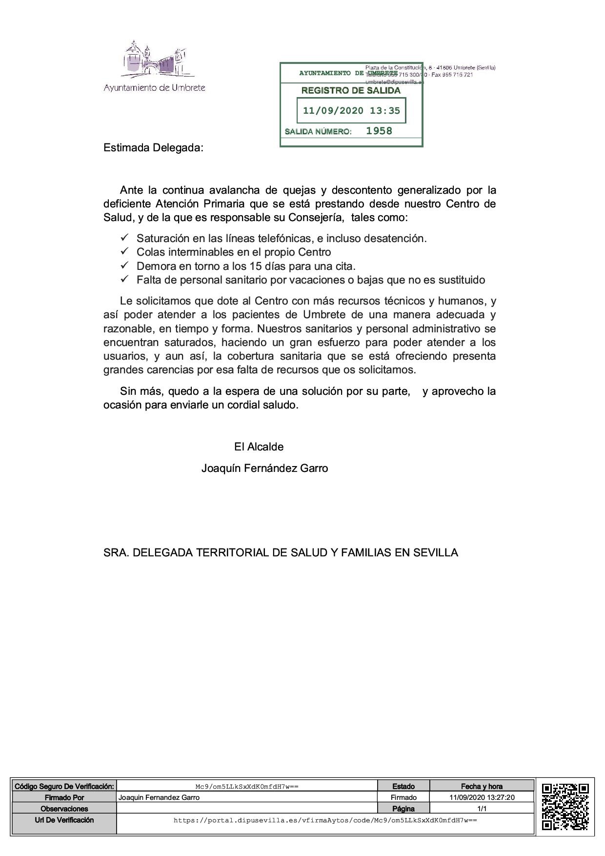carta delegada con salida