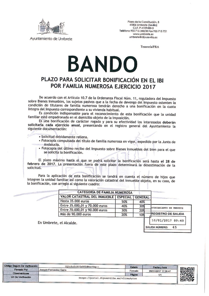 BANDO IBI FAMILIA NUMERSOSA 2017