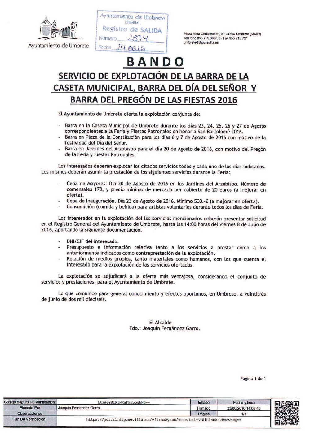 Bando barras Fiestas 2016