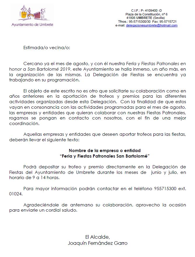 Carta donación trofeos 2019