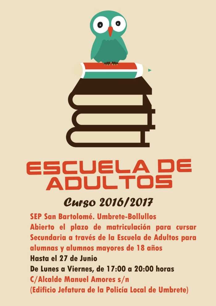 Cartel escuela adultos