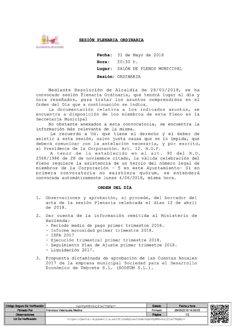 Convocatoria Pleno mayo 2018-1