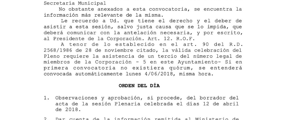 Convocatoria Pleno mayo 2018-1
