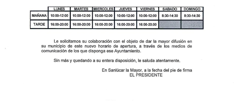 HORARIO PUNTO LIMPIO ENERO 2019