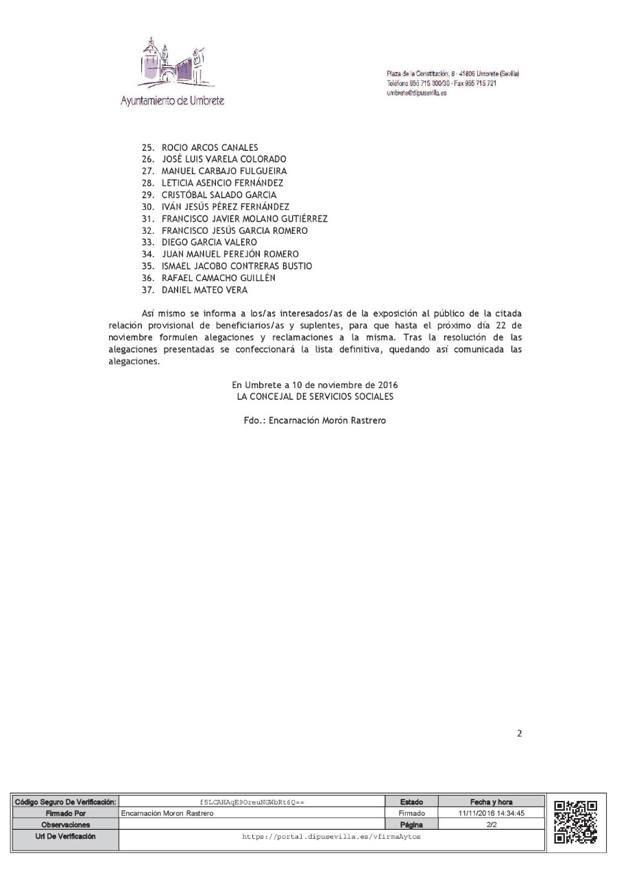 LISTADO PROVISIONAL PAC