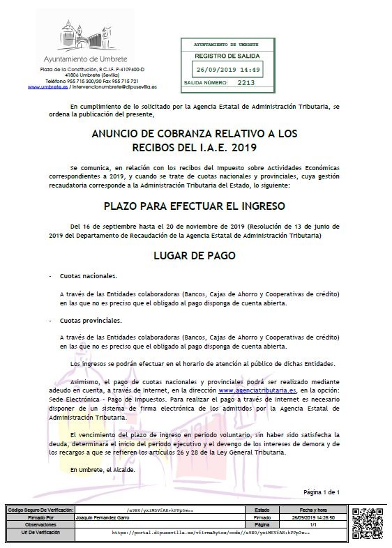 Pago IAE Umbrete