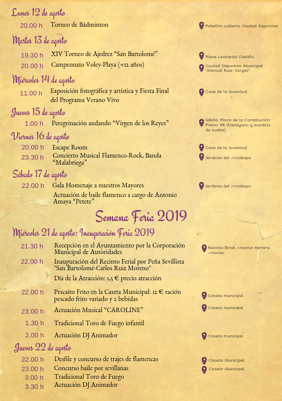 Programa Feria y Fiestas 2019 Umbrete 3