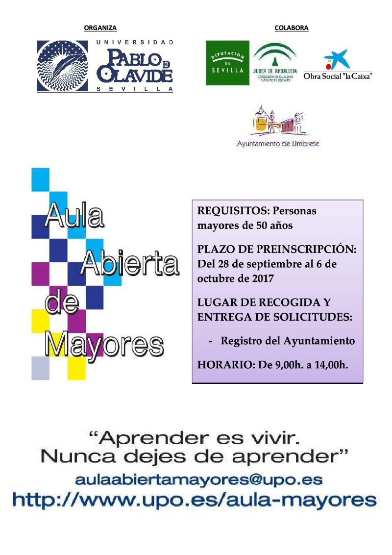 cartel aula abierta de mayores
